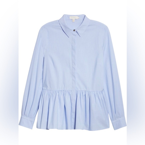 NWT TED BAKER LONDON Stripe Peplum Button-Up Shirt Women's SIZE 3 (US8-10) - Picture 6 of 15